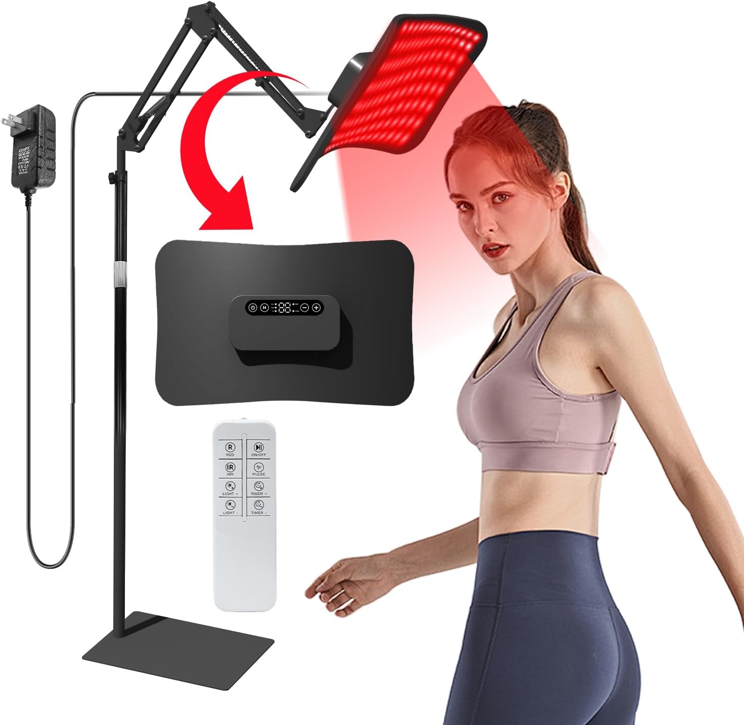 Red Light Therapy Panel 660 850 - 조절식 스탠드가 있는 적색광 치료 패널,