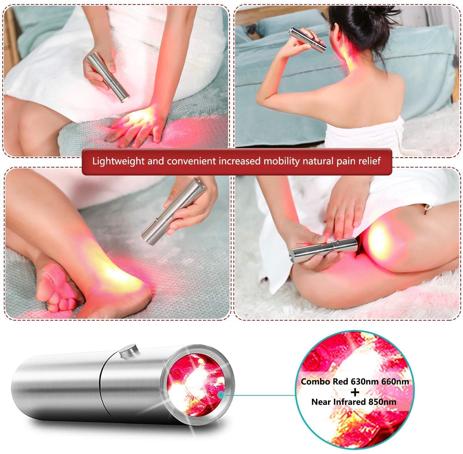 Red Light Therapy Torch 660Nm - E2 휴대용 LED 손전등 630NM 660NM