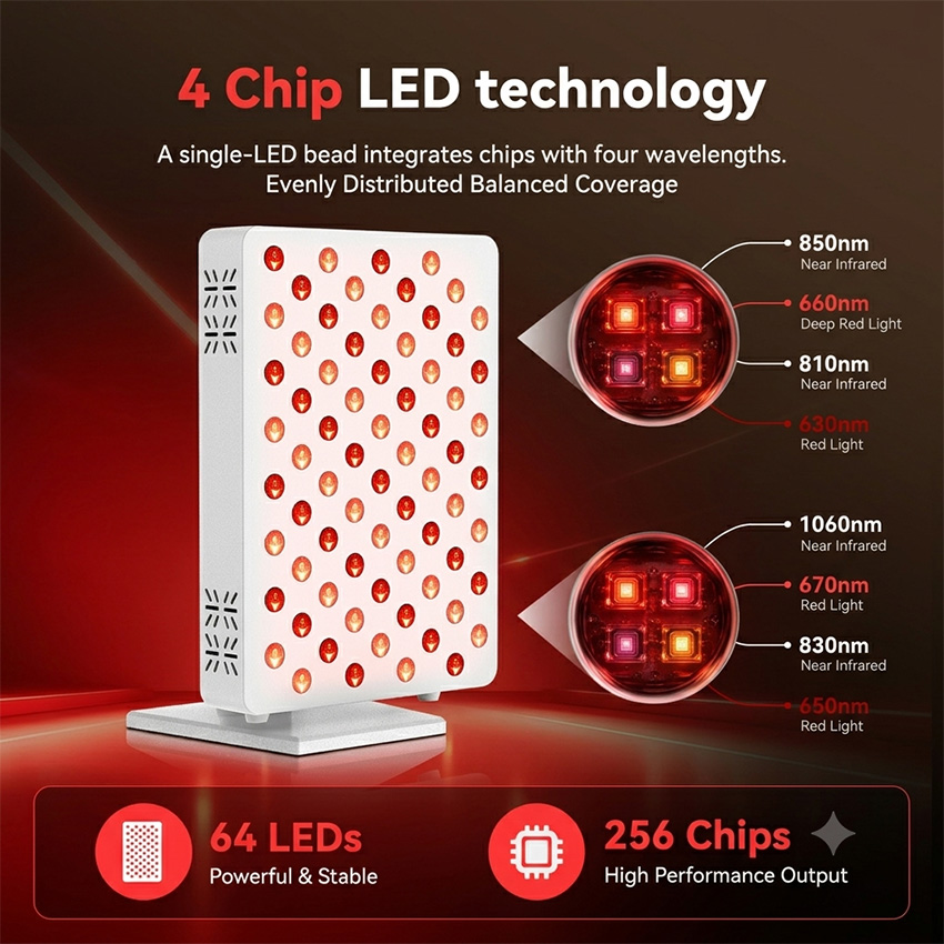 64 LED 레드 라이트 테라피 패널 200W 630  - Red Light Therapy Panel 660 850 리뷰 및 가격
